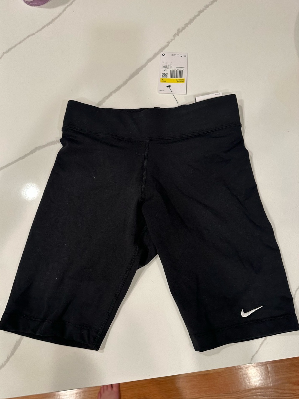 Nike Black Women's Bike Shorts with White Swoosh